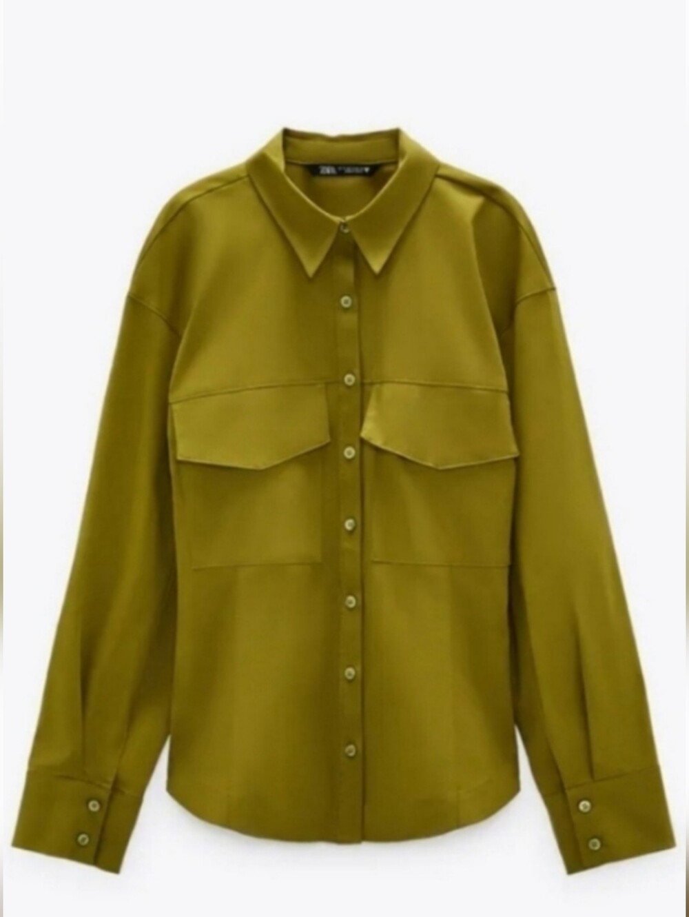 Zara Olive Green Button-Up Shirt